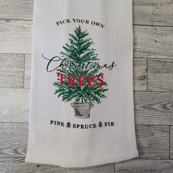 Christmas Tree Kitchen Towel Kitchen Linens Home Decor House Gifts Black Red - Picture 5 of 5